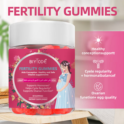 Customized Fertility Gummies Herbal Supplement OEM ODM Private Label Folic Acid Vitamin C Vitamin B6 Vitamin B12 Biotin Niacin Immune Support GMP HALAL COA Certificate Factory Wholesale