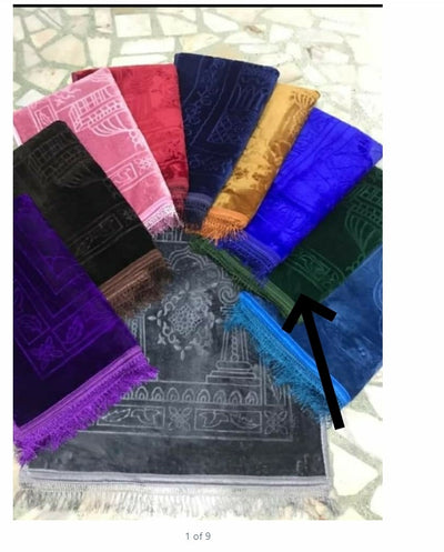 Raschel Embossed Prayer Mat With Tassel Prayer Mat Solid Color