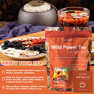 OEM ODM Private Label Wild Power Tea Bag Herbal Supplement Factory Certified GMP HALAL COA NSF Men Energy Strength Boost Wholesale