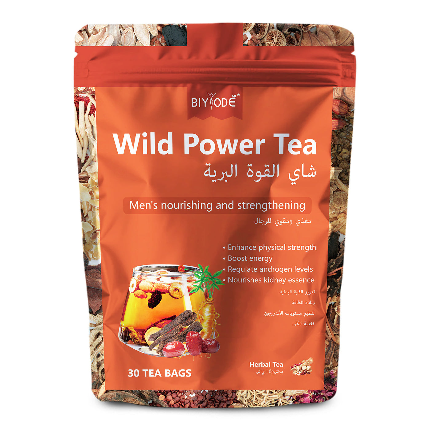 OEM ODM Private Label Wild Power Tea Bag Herbal Supplement Factory Certified GMP HALAL COA NSF Men Energy Strength Boost Wholesale